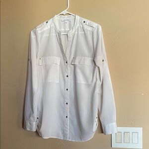 Calvin Klein Collection White Blouse with Pocket Details